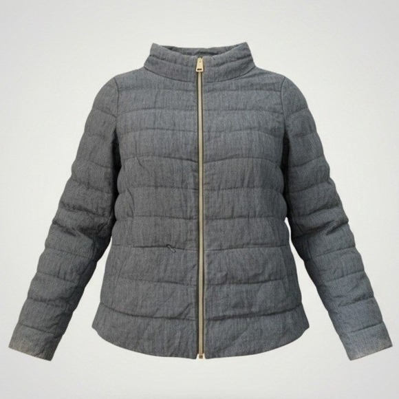 Herno Jackets & Blazers - Herno Puffer Jacket Medium Blue Linen Blend Coat Quiet Luxury Italian Designer